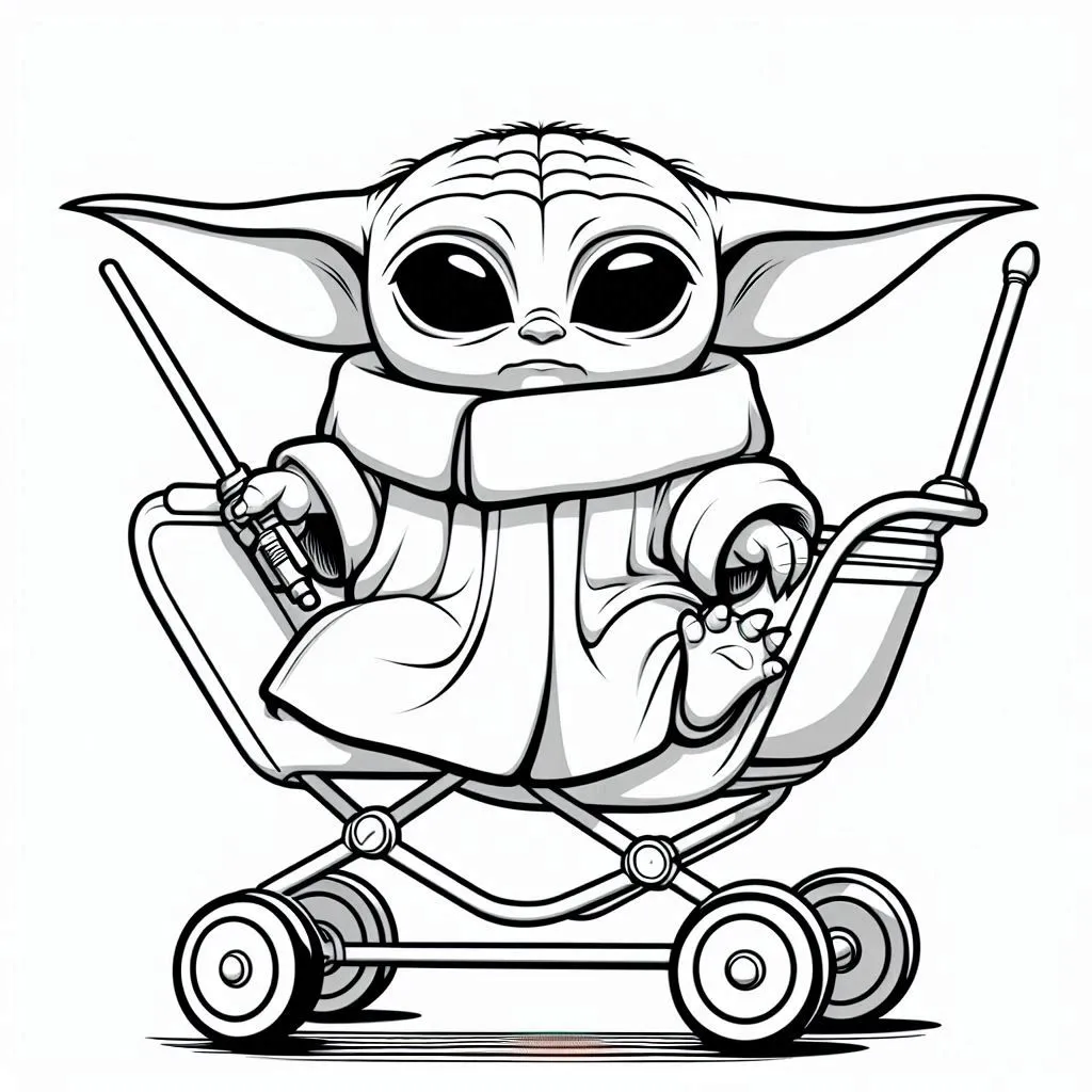 coloriage Bébé Yoda à imprimer pdf