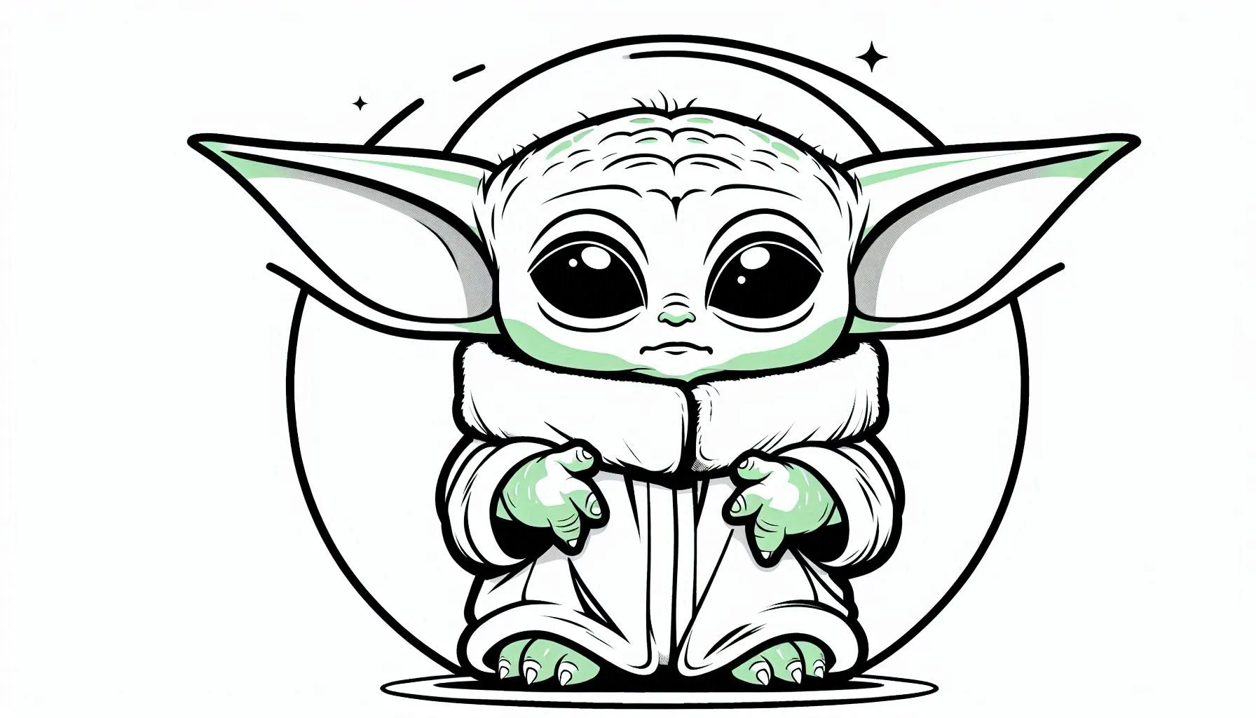 coloriage Bébé Yoda à imprimer pour enfant de 10 ans