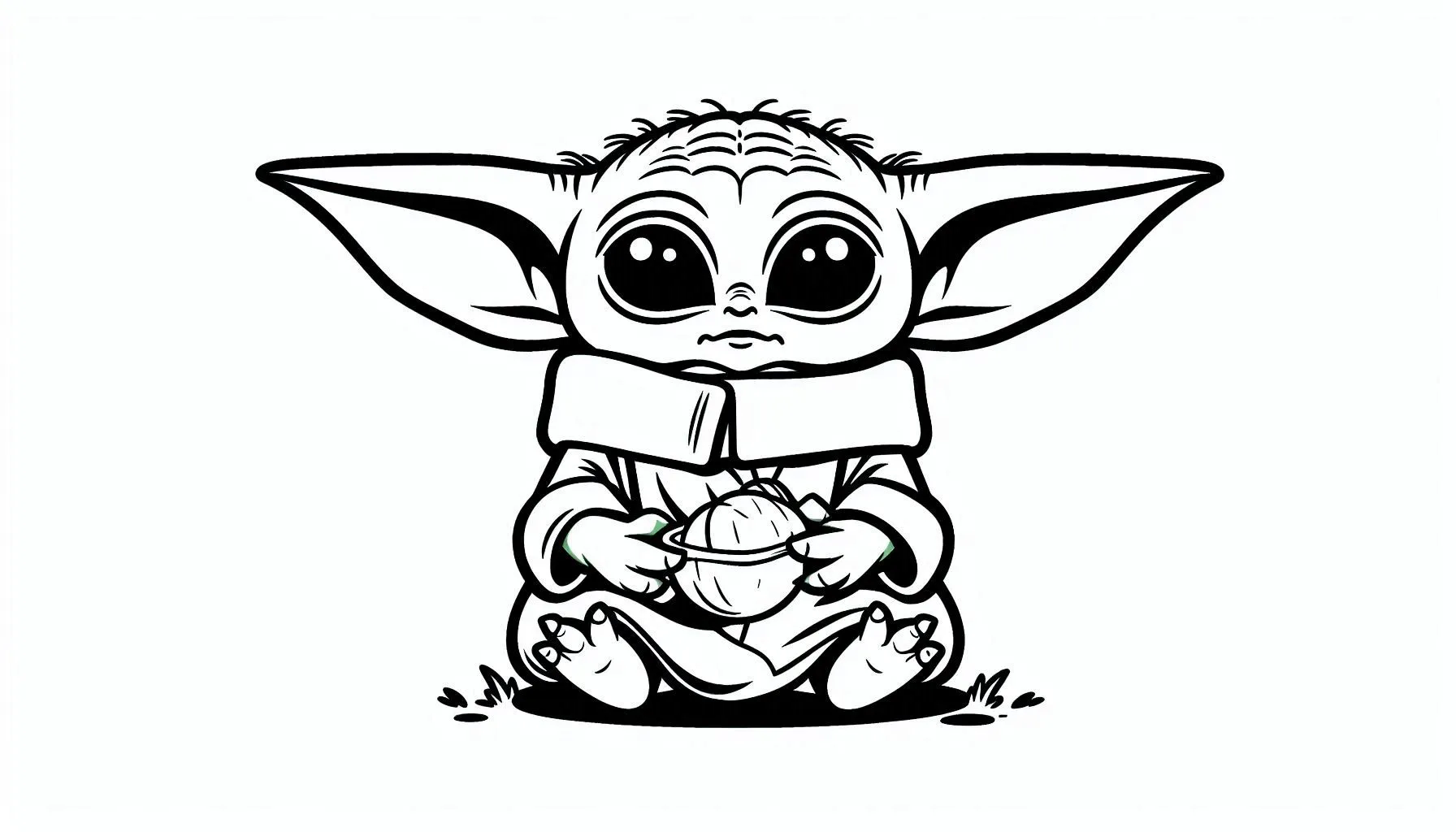 coloriage Bébé Yoda pour enfants a imprimer