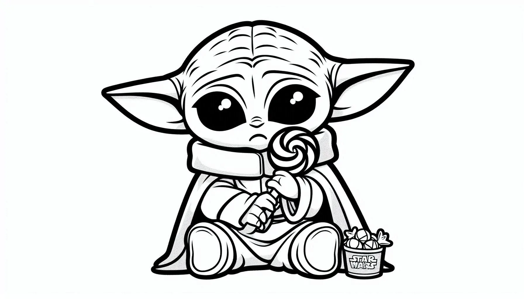 coloriage Bébé Yoda pour enfant de 3 ans 1