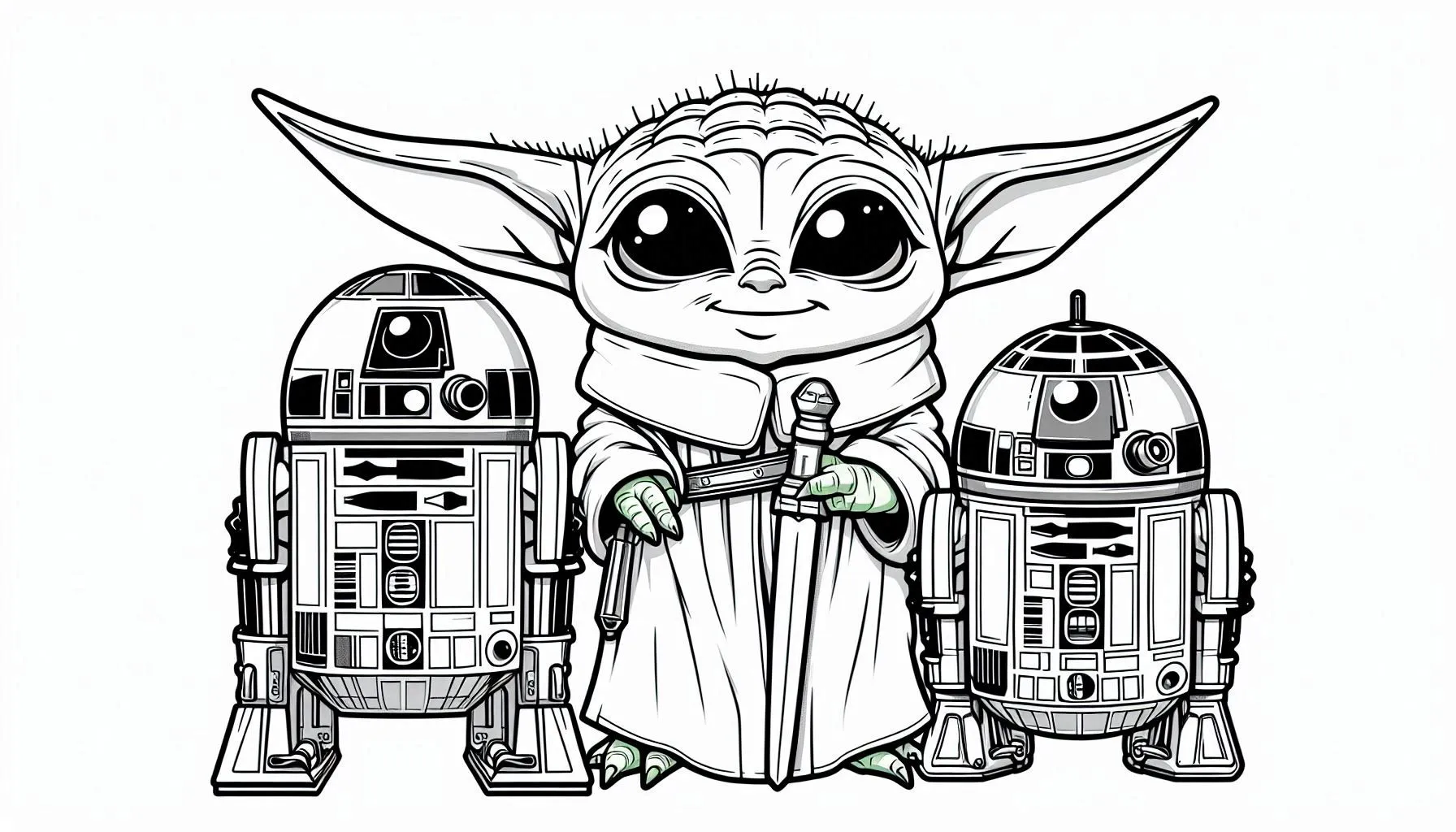 coloriage Bébé Yoda d'enfant a imprimer