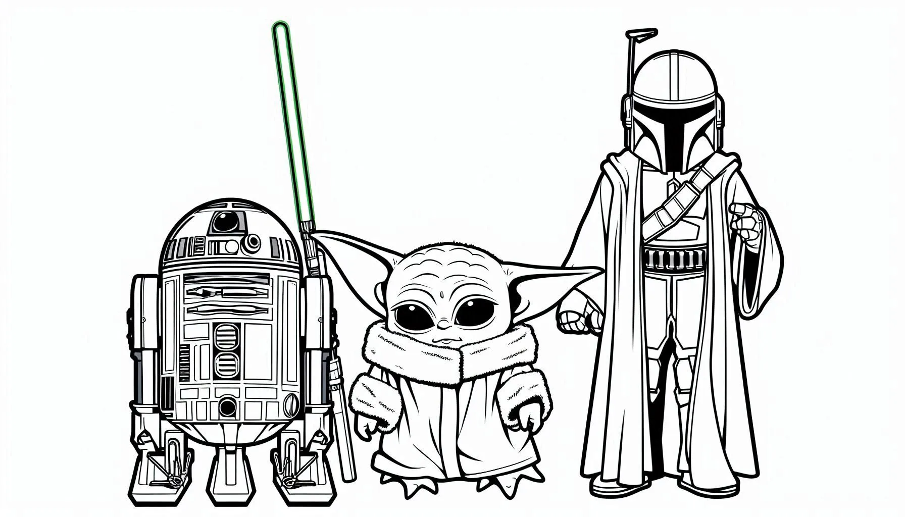 coloriage Bébé Yoda à imprimer pour enfant de 10 ans 1