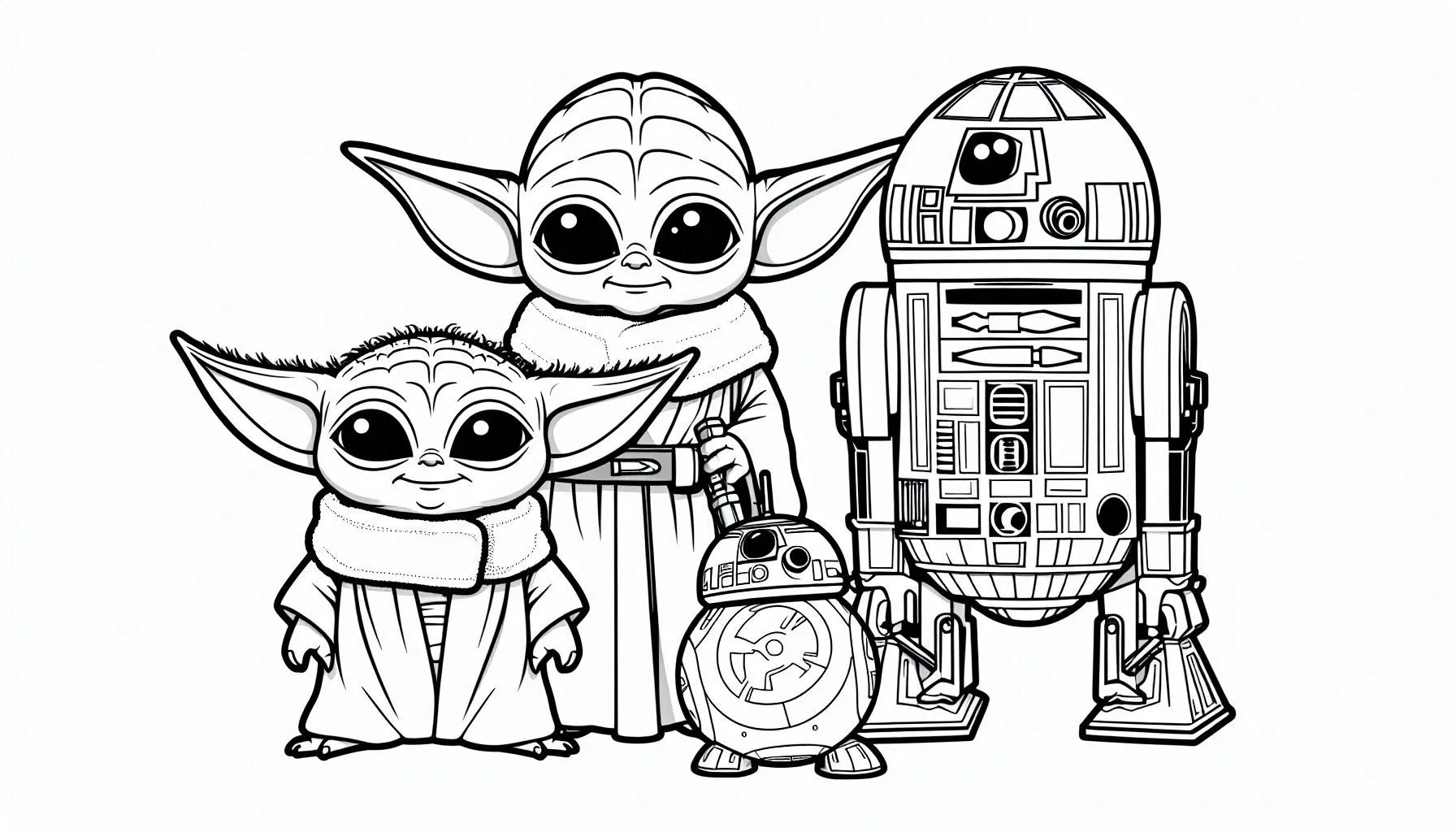 coloriage Bébé Yoda pour enfant de 4 ans