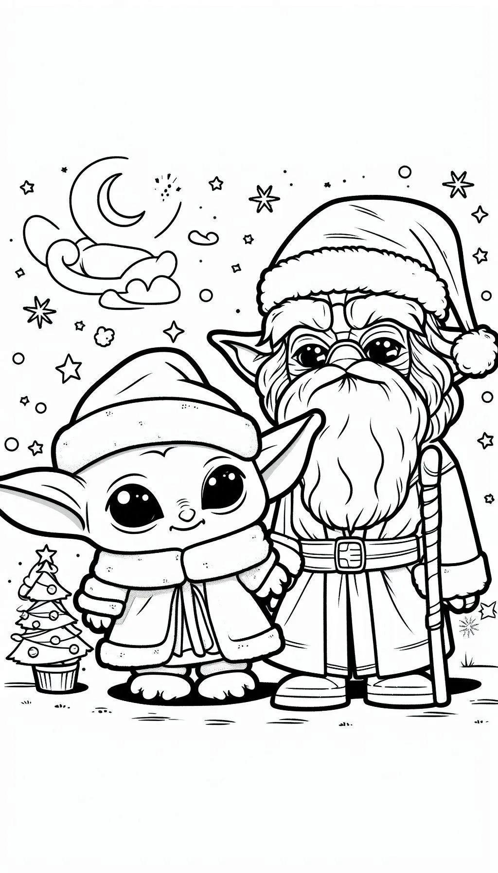 coloriage Bébé Yoda à imprimer pour enfant de 12 ans