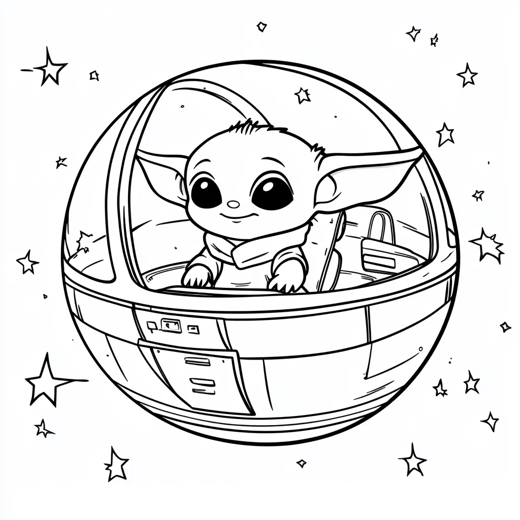 coloriage Bébé Yoda pour enfant