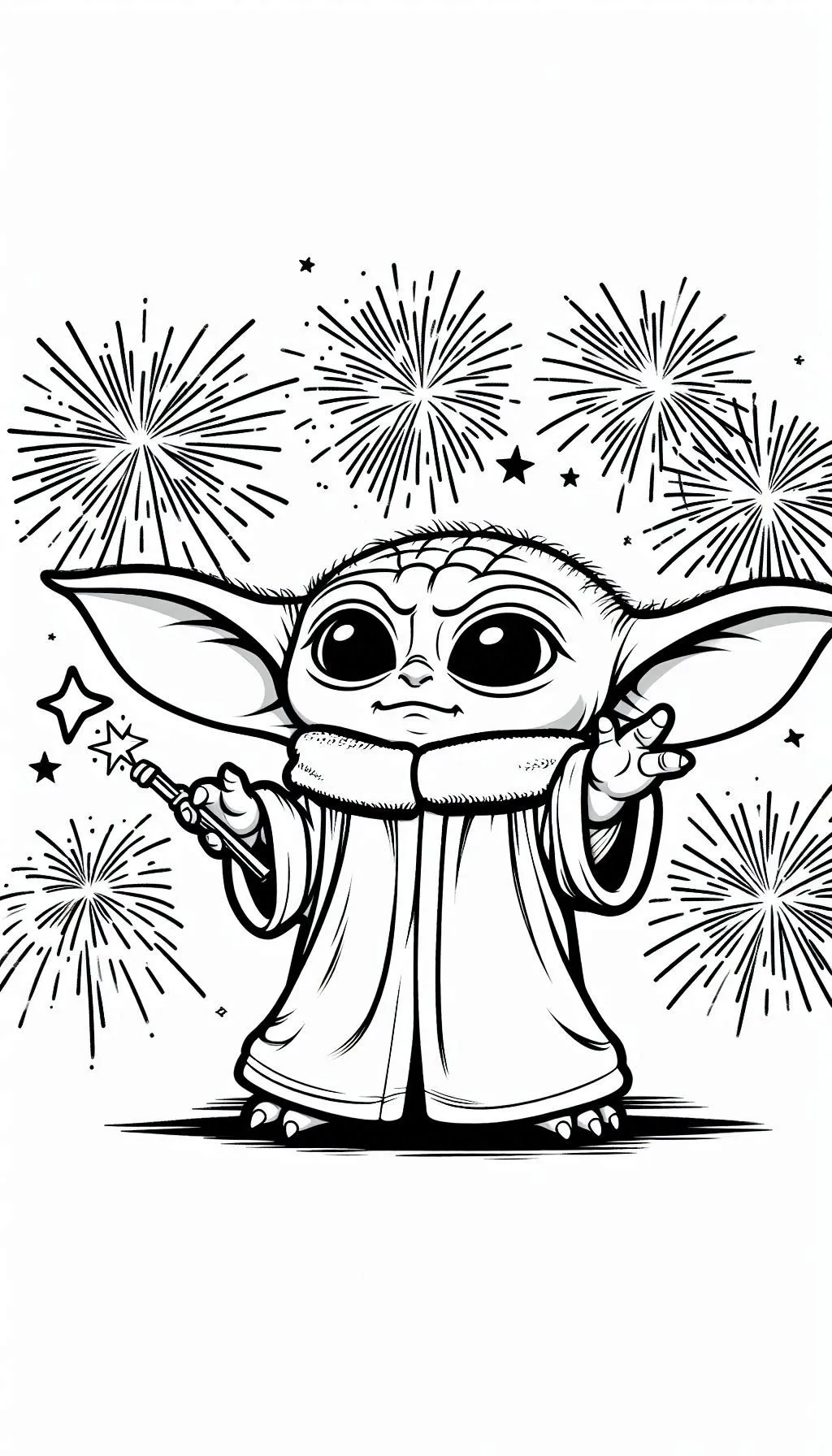 coloriage Bébé Yoda gratuit a imprimer 1