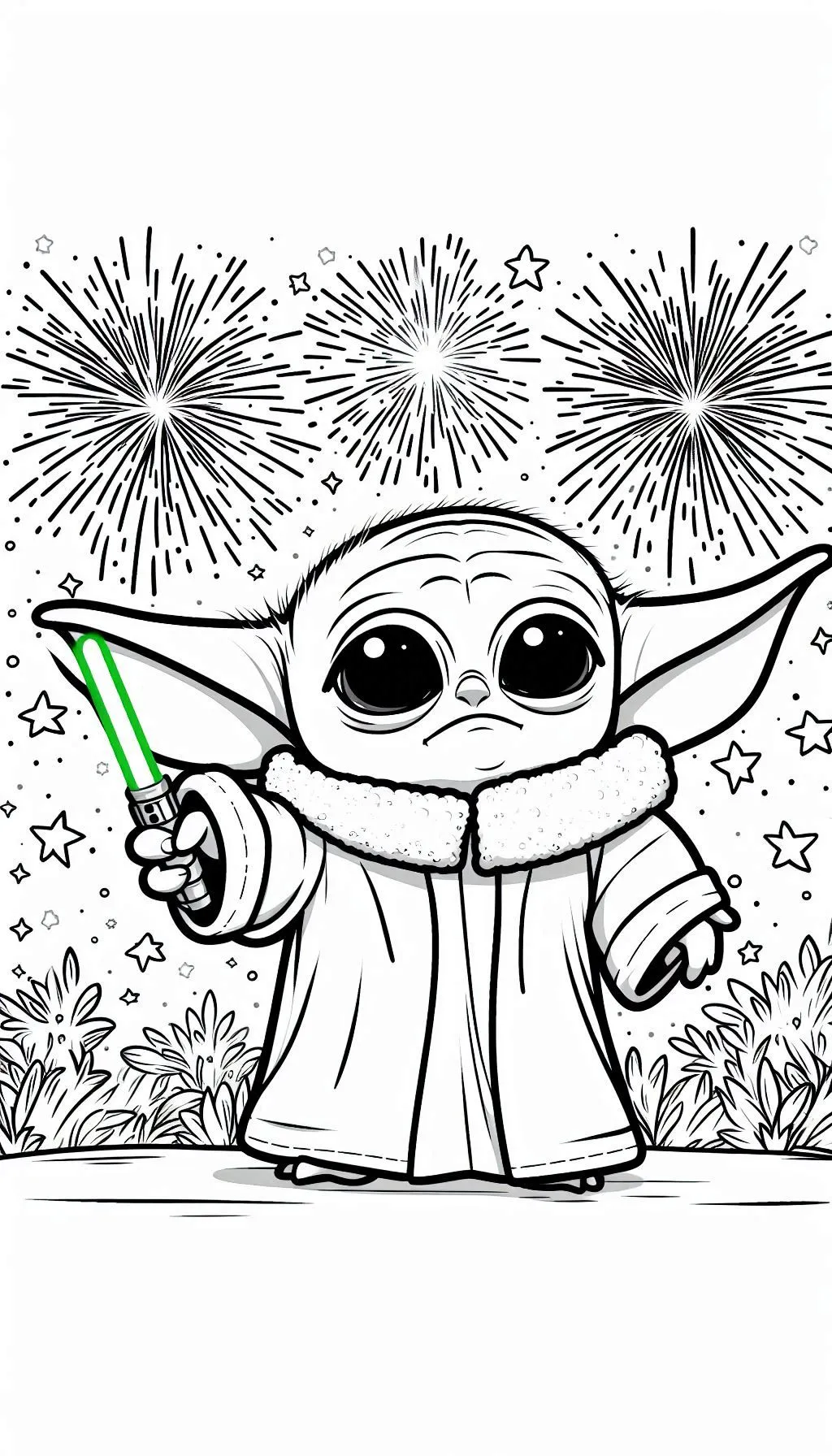 coloriage Bébé Yoda et découpage à imprimer 1