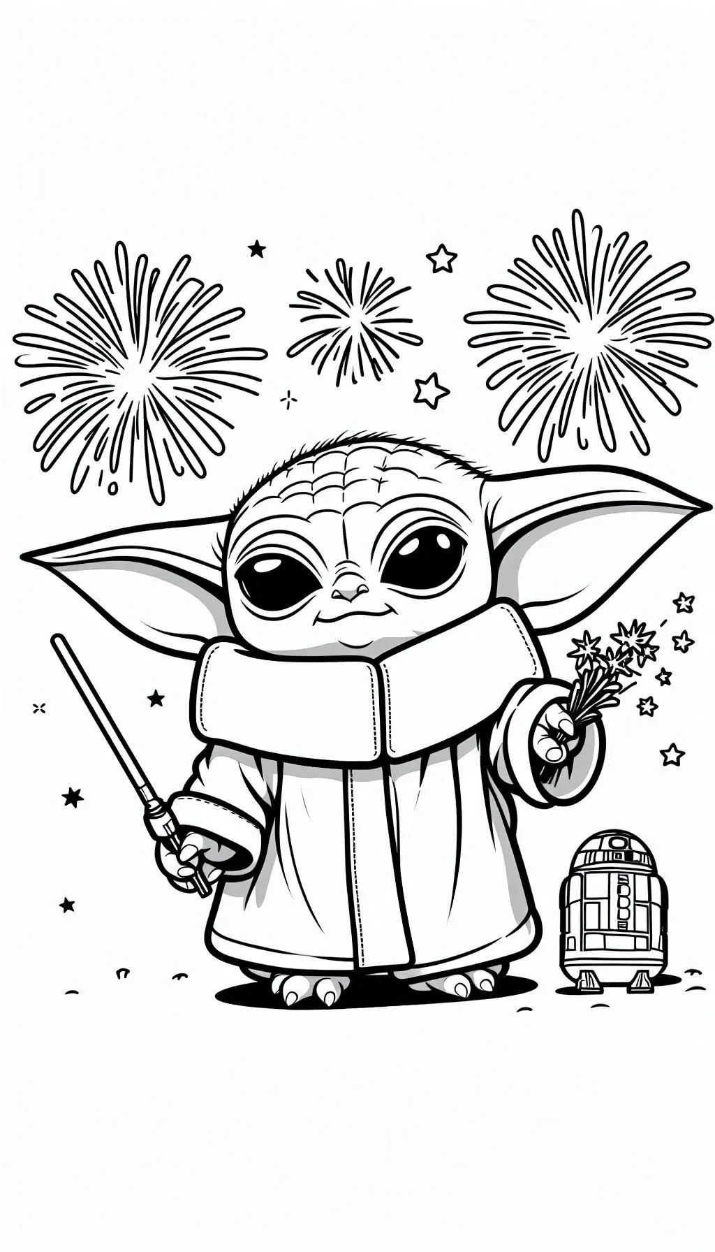 coloriage Bébé Yoda à imprimer 1