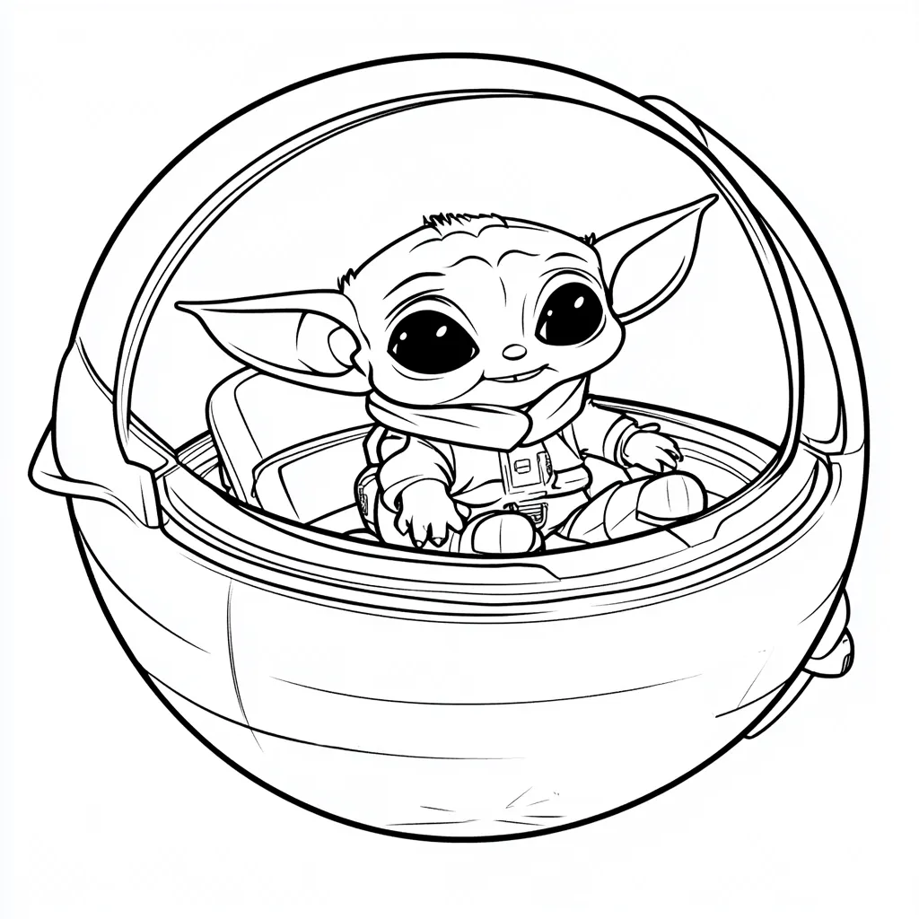 coloriage Bébé Yoda et découpage à imprimer 2