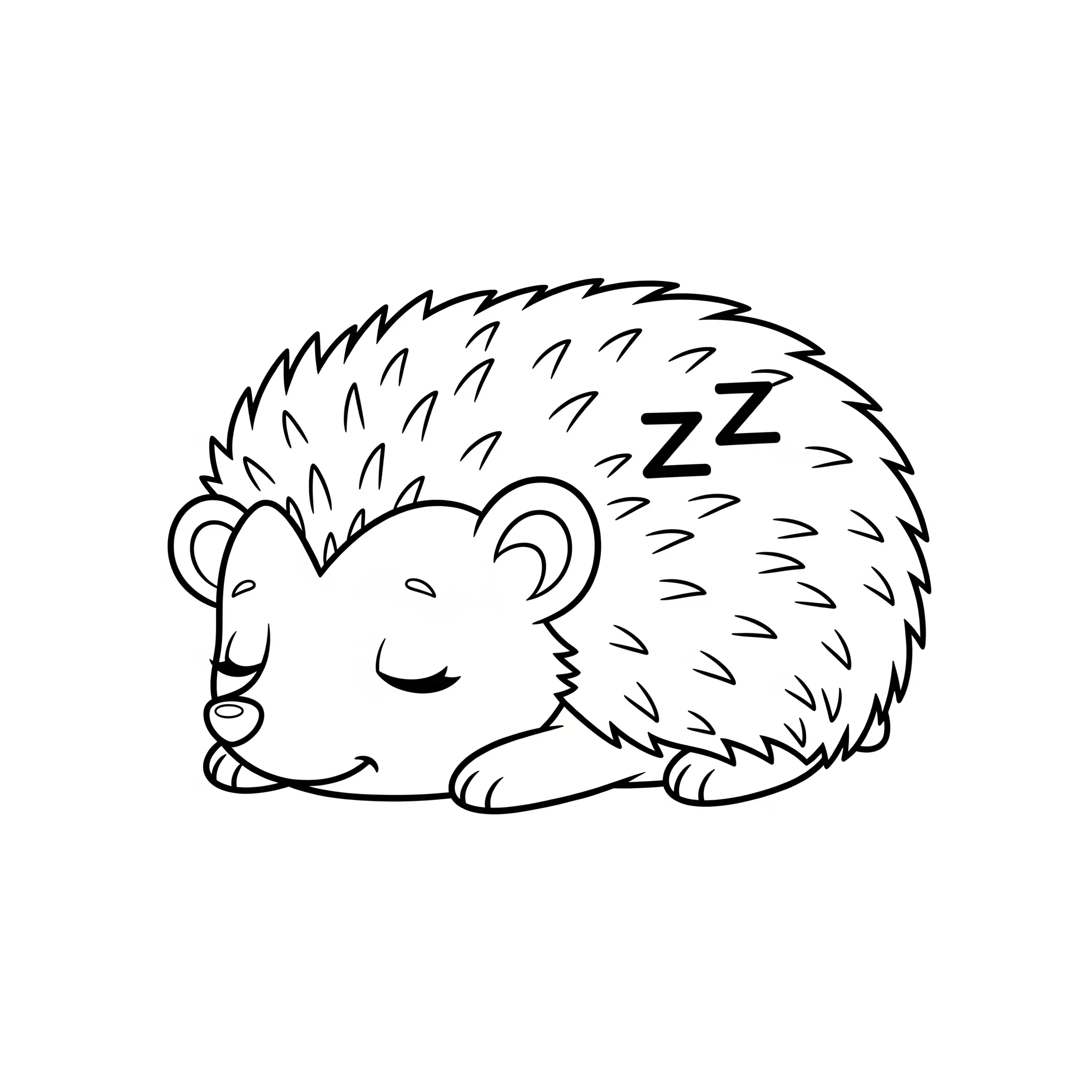 imprimer coloriage Bébé hérisson dormant pour enfant