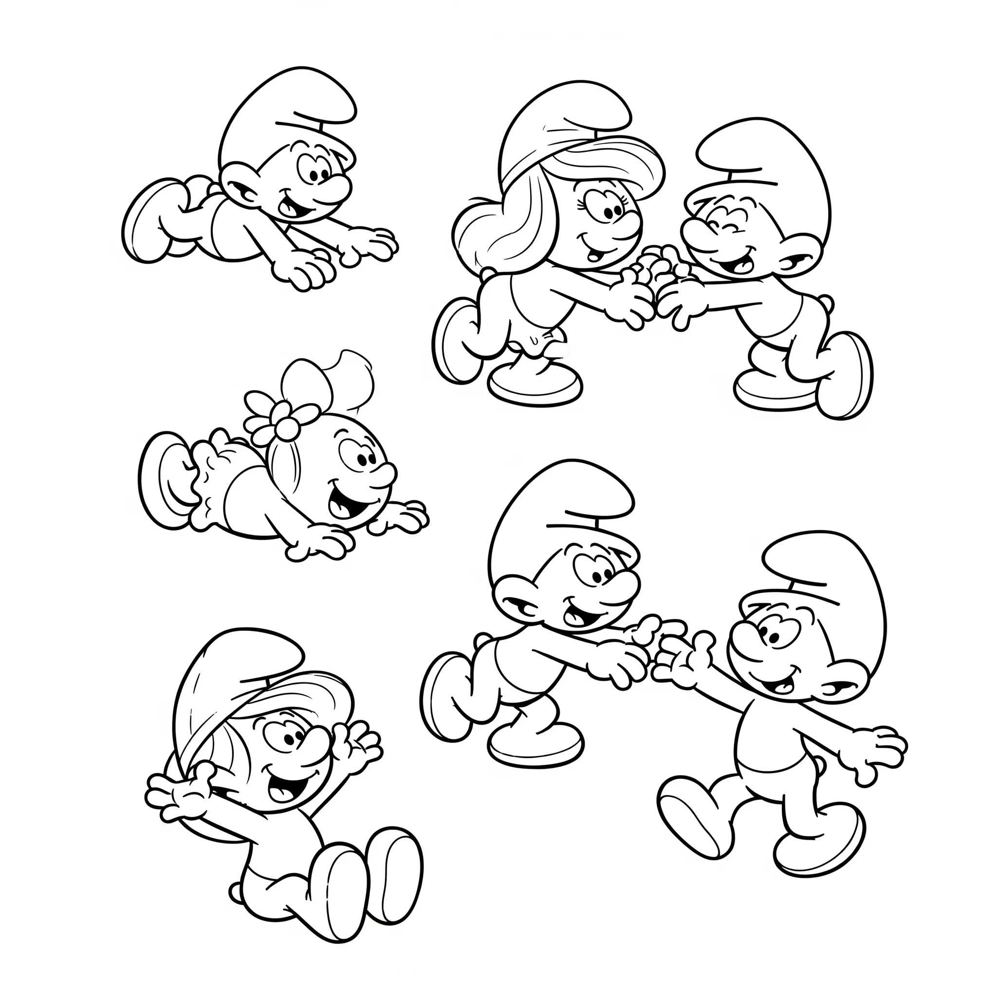 coloriage Bébés Schtroumpfs jouant à imprimer gratuit