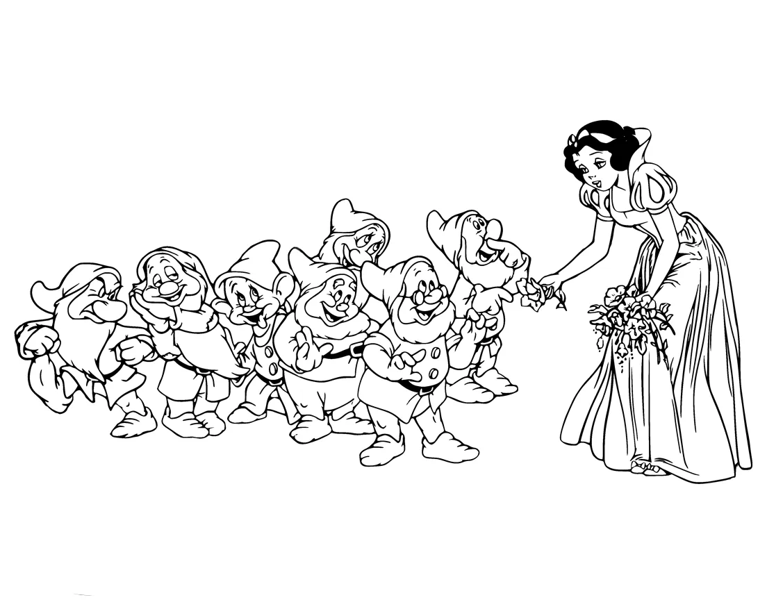 coloriage Blanche Neige à imprimer kawaii