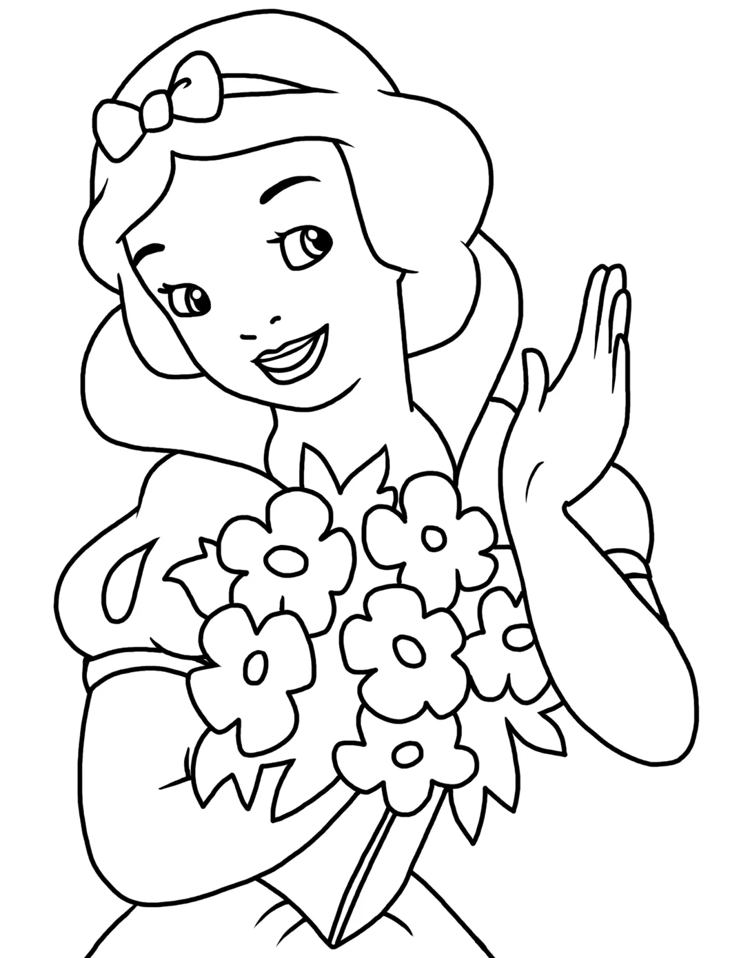 coloriage Blanche Neige à imprimer kawaii 1