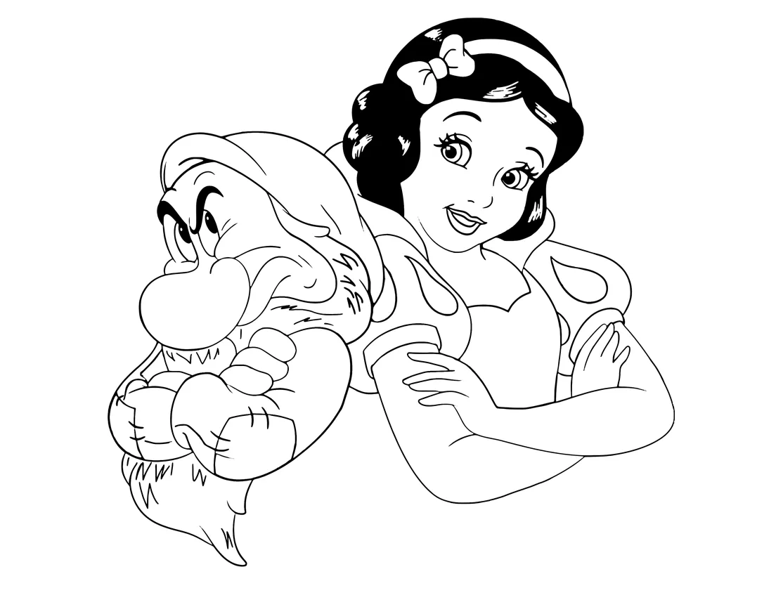 coloriage Blanche Neige à imprimer pour enfant de 6 ans 1