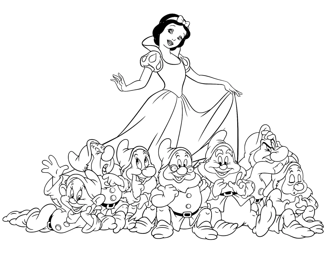 coloriage Blanche Neige à imprimer pour enfant de 2 ans