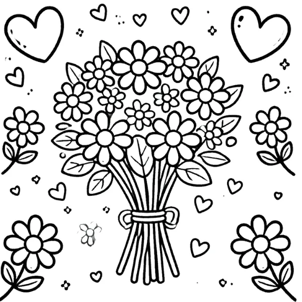 53+ Ramo de flores para colorear: Un jardín encantado en papel