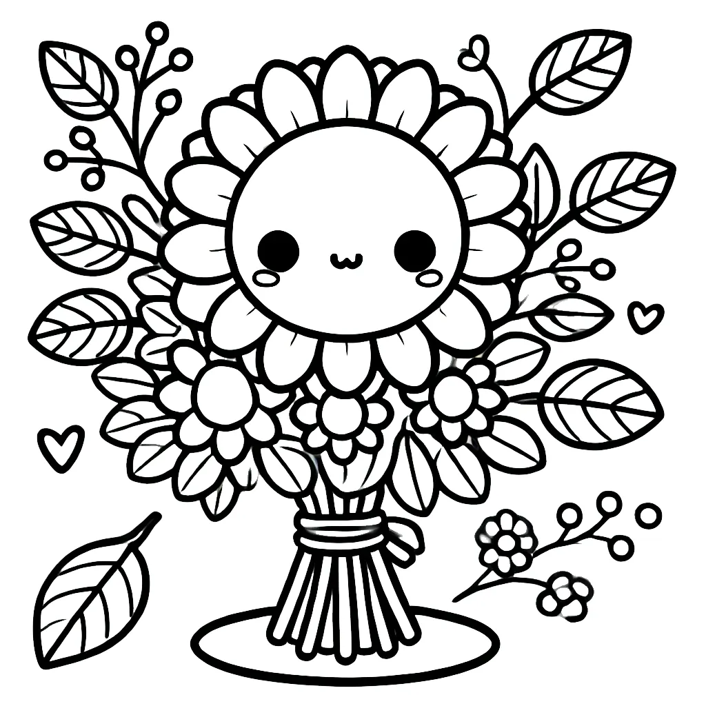 image pour coloriage Bouquet De Fleurs enfant