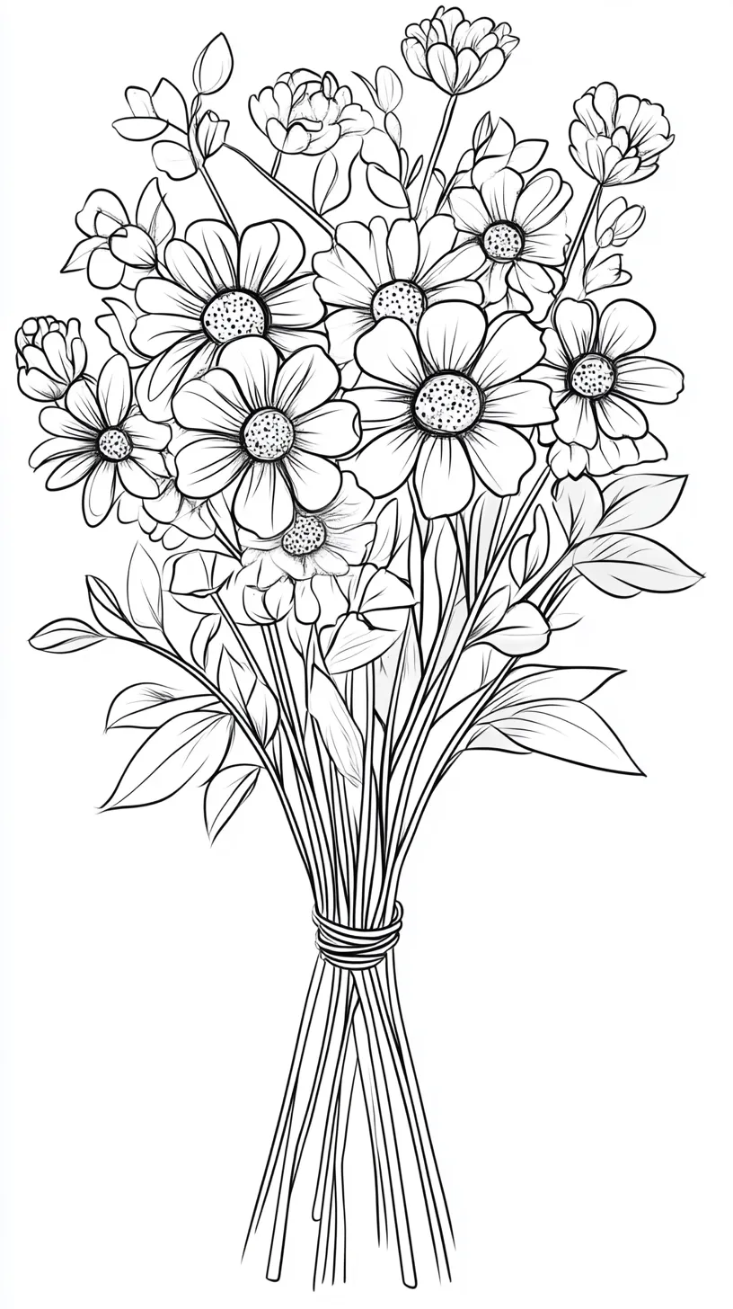 coloriage Bouquet De Fleurs à imprimer pour enfant de 7 ans 1