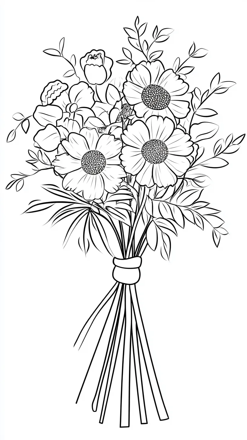 coloriage Bouquet De Fleurs a dessiner et imprimer