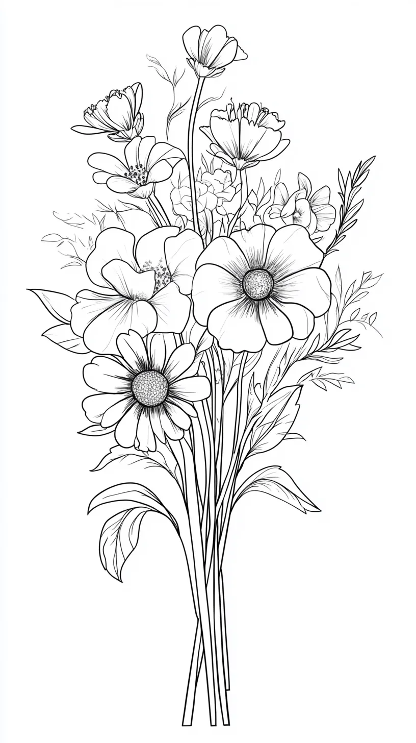 coloriage Bouquet De Fleurs a imprimer gratuit