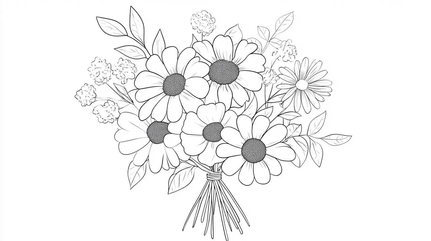 coloriage Bouquet De Fleurs à imprimer gratuitement pdf 1