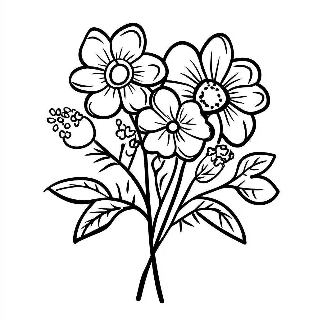 imprimer coloriage Bouquet De Fleurs pour enfant