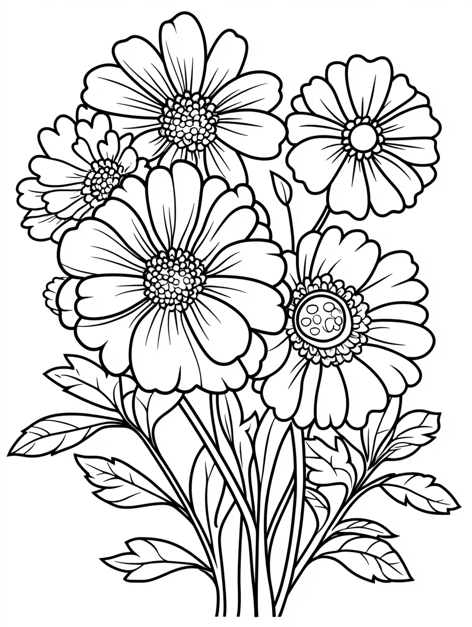 coloriage Bouquet De Fleurs a imprimer