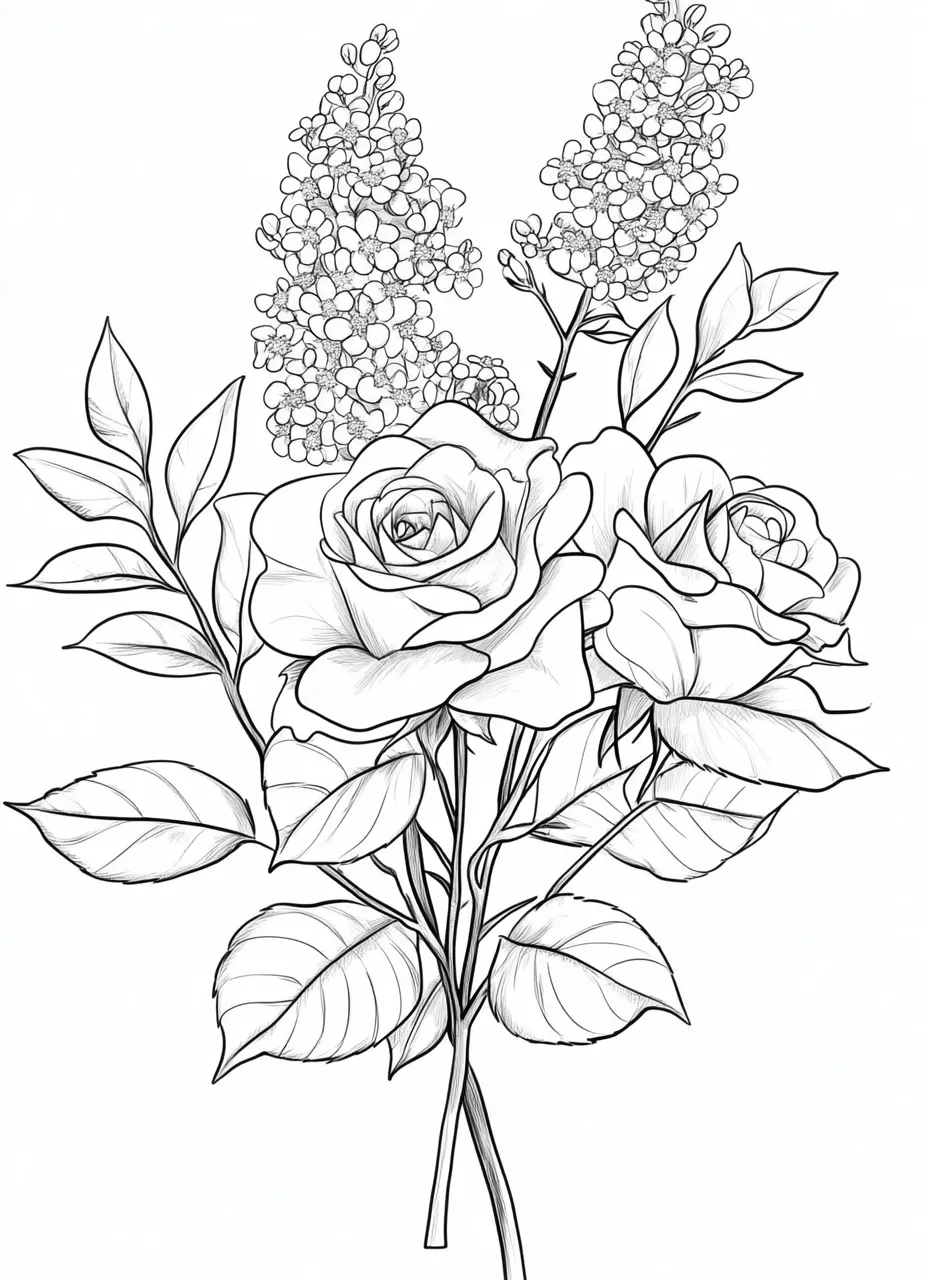 coloriage Bouquet De Fleurs gratuit pour enfants