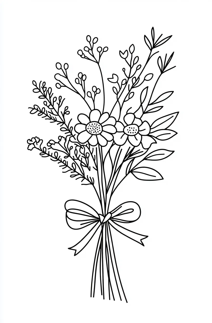 coloriage Bouquet De Fleurs pour enfant de 3 ans