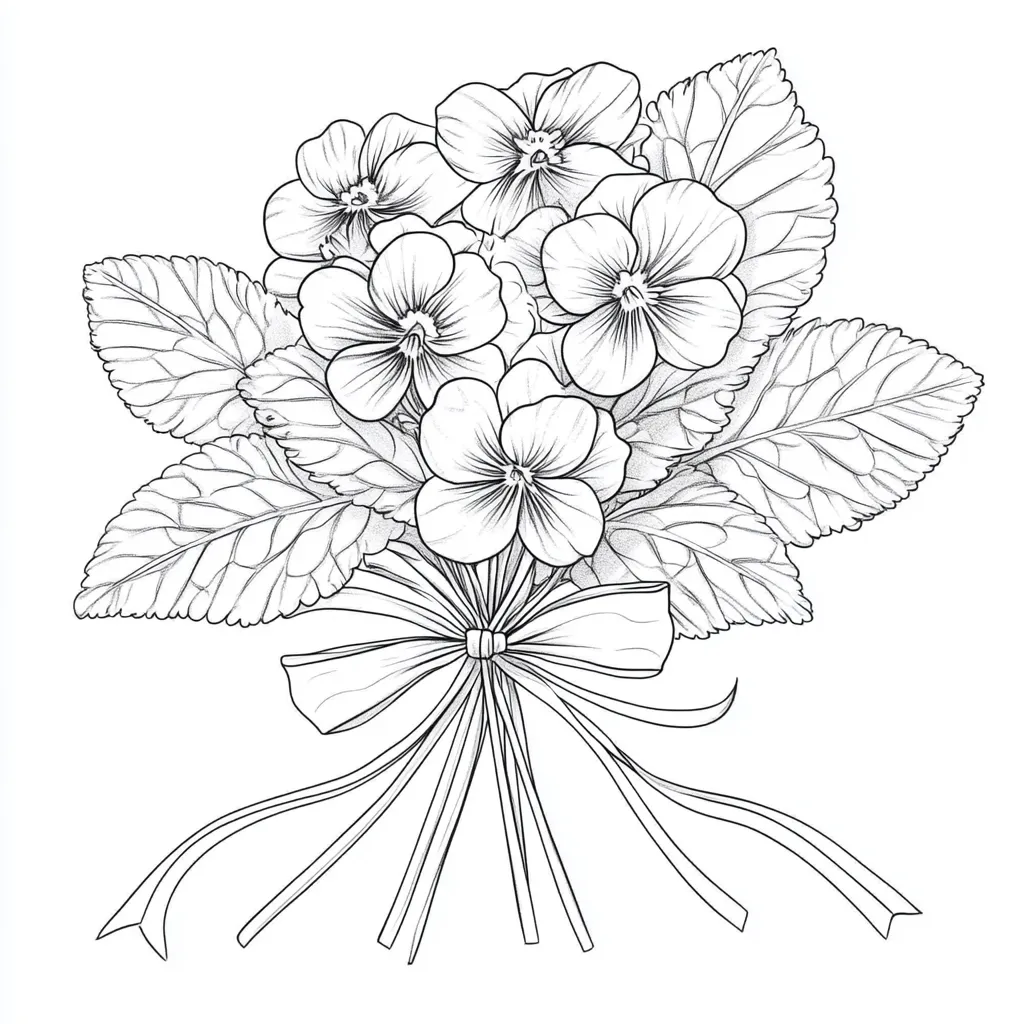 image de coloriage Bouquet De Fleurs pour enfant