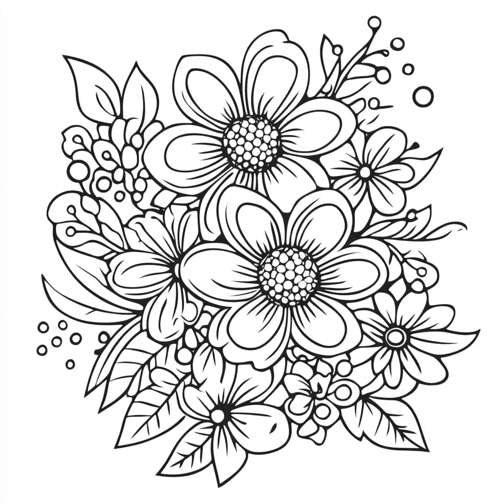 coloriage Bouquet De Fleurs à imprimer pdf