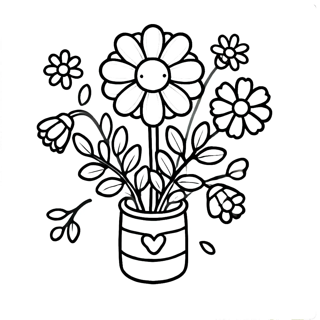 coloriage Bouquet De Fleurs et dessin a imprimer