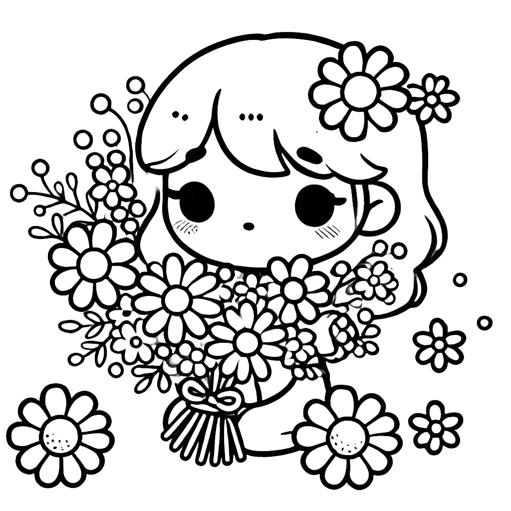 coloriage Bouquet De Fleurs pour enfant de 10 ans