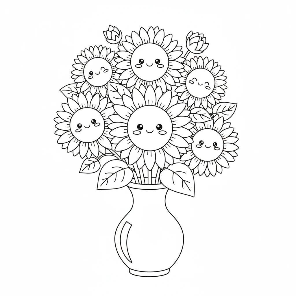 coloriage Bouquet de Fleurs et decoupage a imprimer gratuit