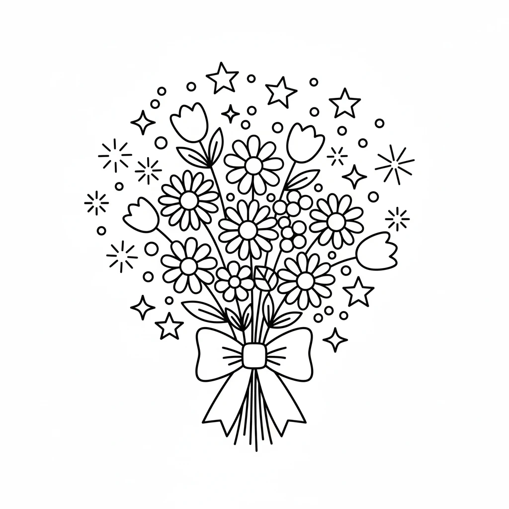 coloriage Bouquet de Fleurs pour enfants