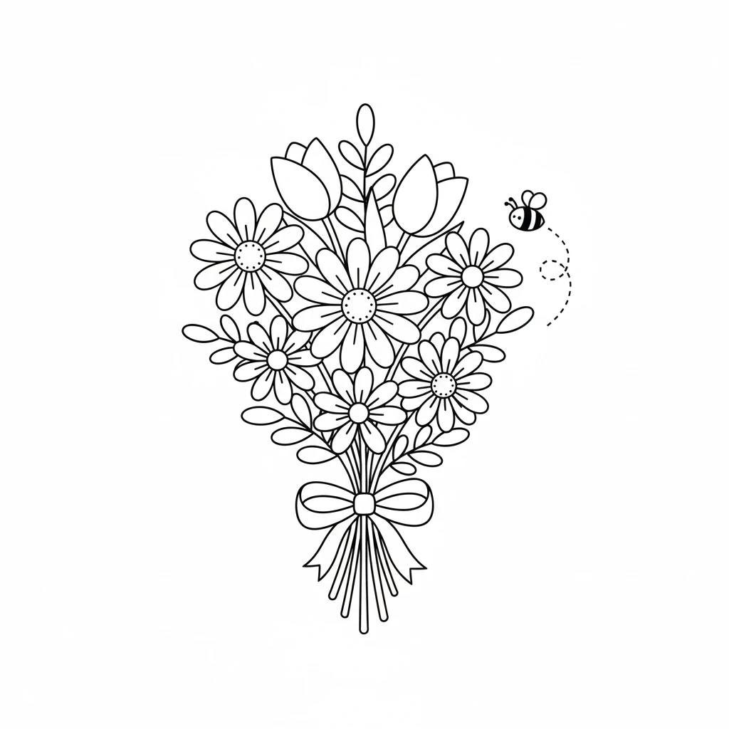 coloriage Bouquet de Fleurs gratuit pour enfants