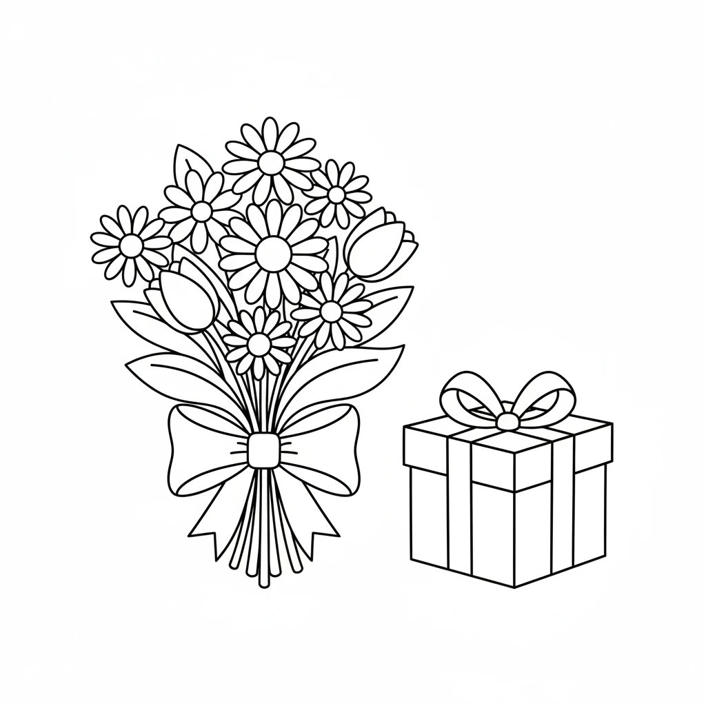 coloriage Bouquet de Fleurs pour enfant à imprimer