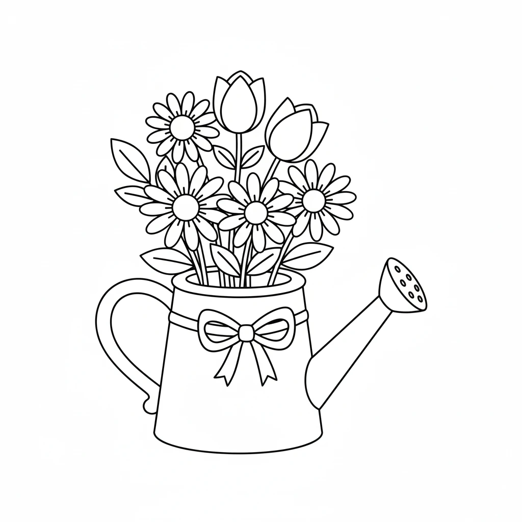 coloriage Bouquet de Fleurs gratuit pour enfants 1