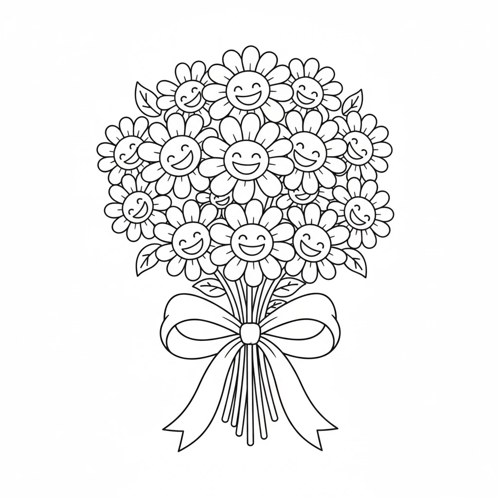 coloriage Bouquet de Fleurs pour enfants 1
