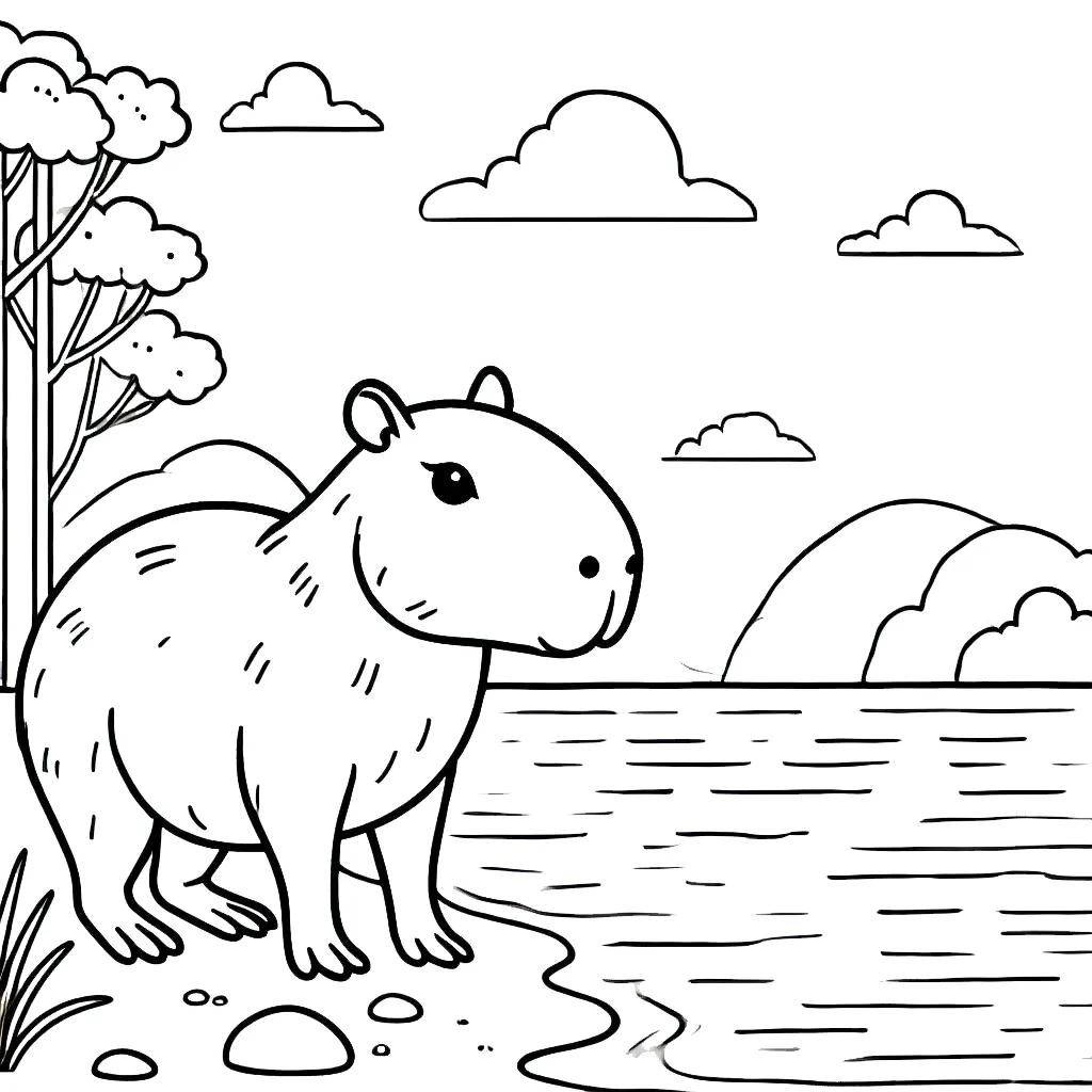 coloriage Capybara à imprimer pour enfant de 6 ans 3