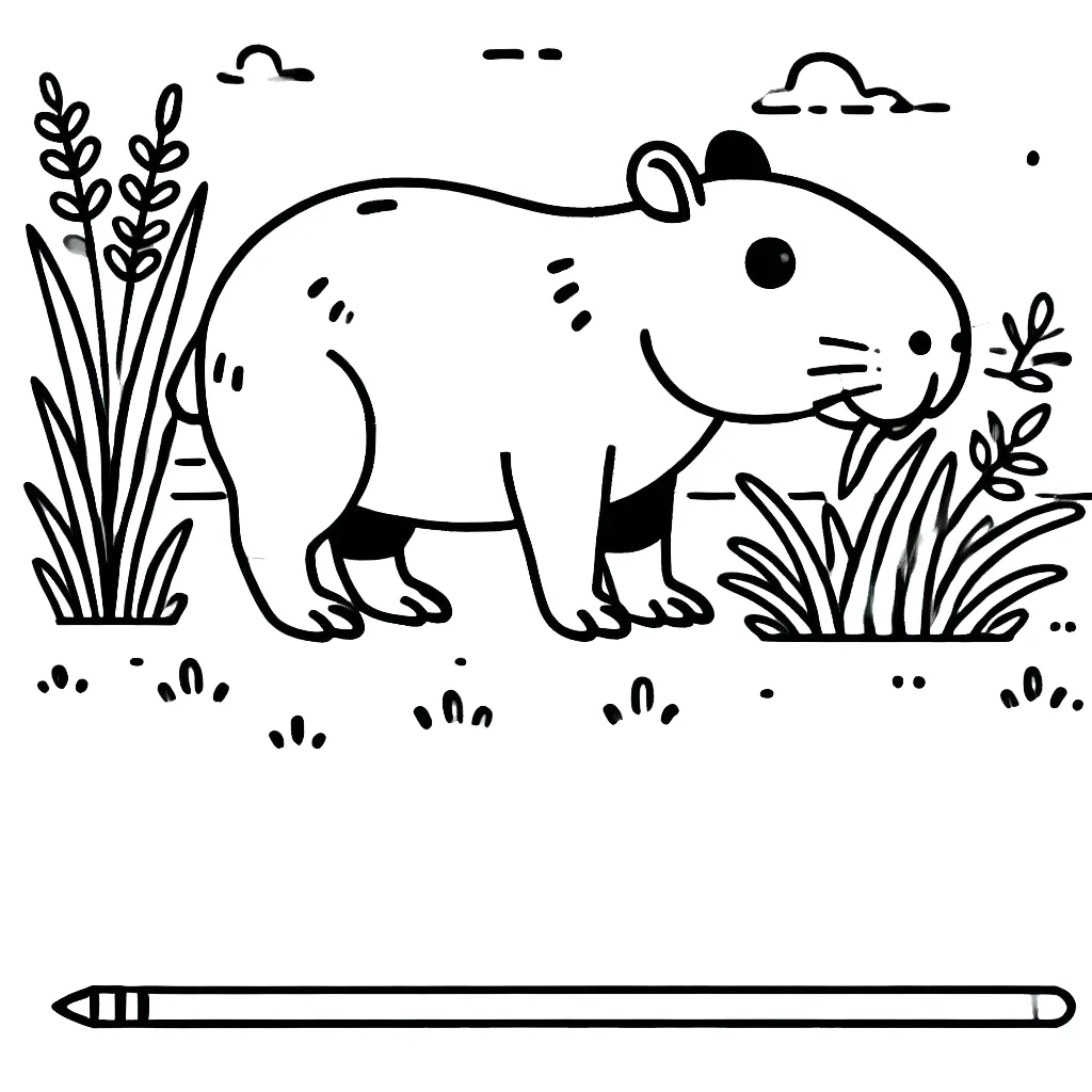 coloriage Capybara à imprimer pour enfant de 3 ans