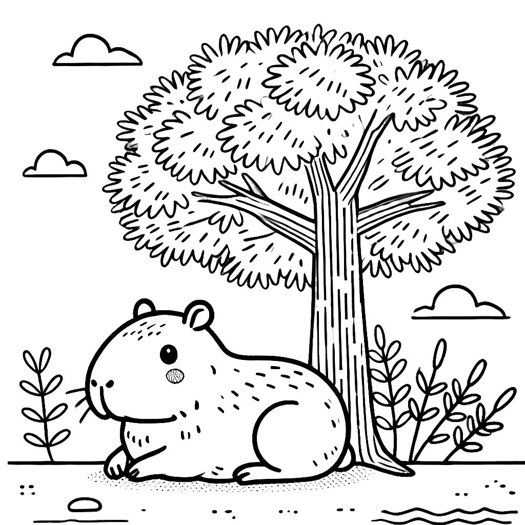 coloriage Capybara à imprimer pour enfant de 6 ans 2