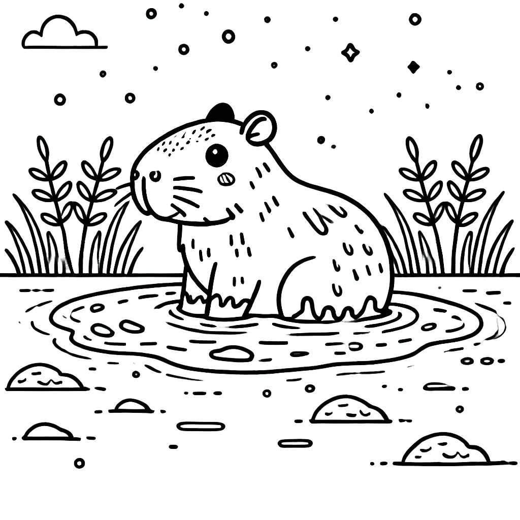 coloriage Capybara à imprimer pour enfant de 6 ans