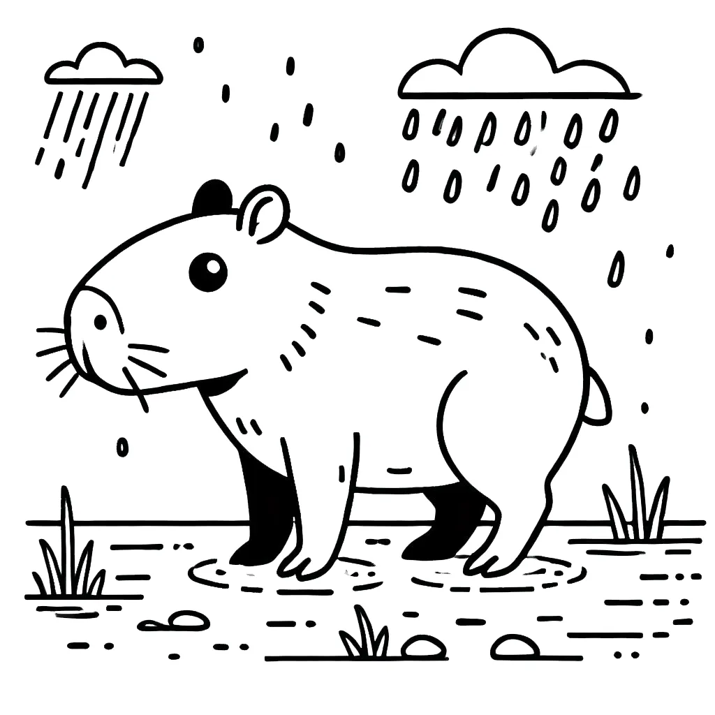 coloriage Capybara et découpage à imprimer