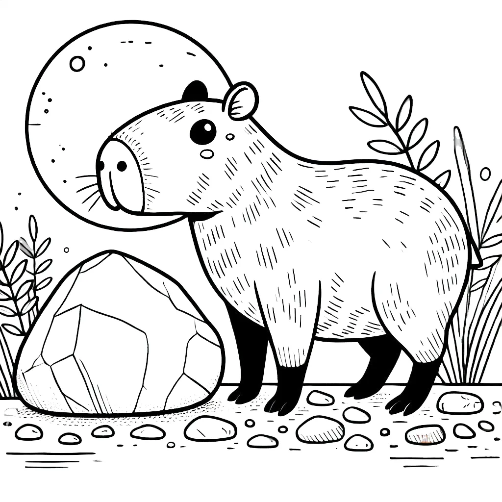 coloriage Capybara pour enfants a imprimer gratuit 1