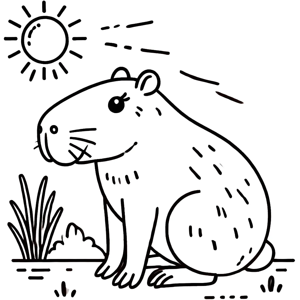 coloriage Capybara à imprimer pour enfant de 12 ans