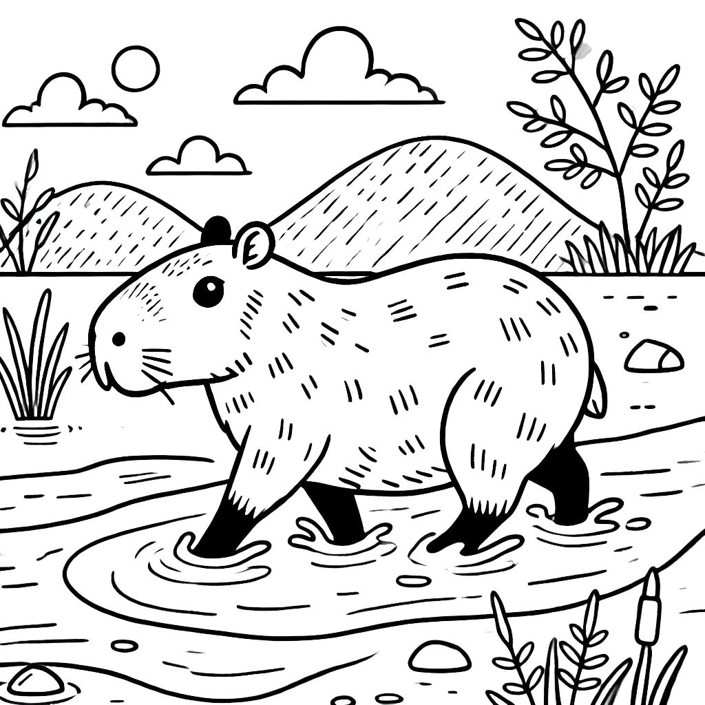 coloriage Capybara gratuit a imprimer