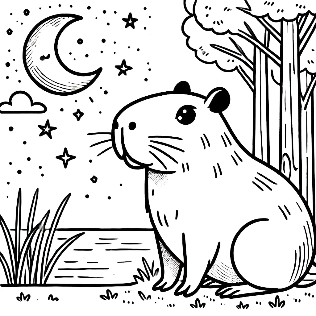 imprimer coloriage Capybara pour enfant