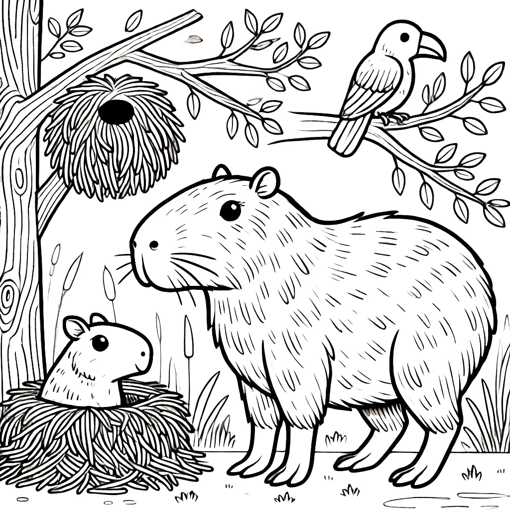 image pour coloriage Capybara enfant