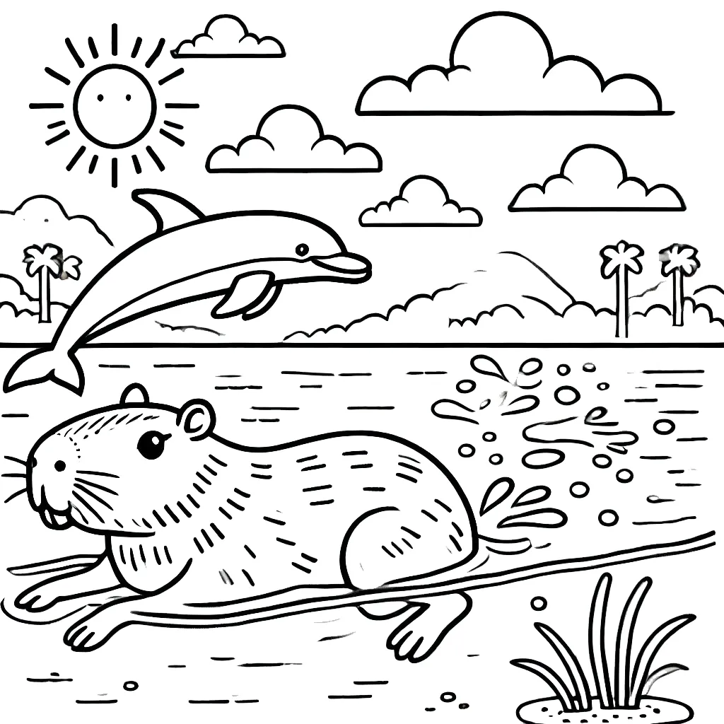 coloriage Capybara à imprimer pour enfant de 4 ans